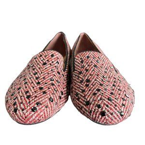 Nicole Bauble Ballet Flats FabricRhinestones Red Black 9.5